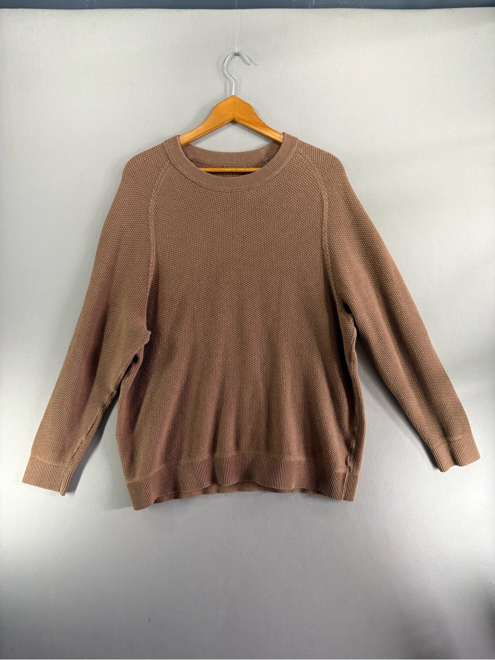 LuluLemon Men Textured Knit Crewneck Sweater Brown Size XL Warm Soft